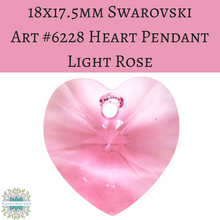  1 pc) 18x17mm Swarovski Art 6228 Heart Pendant Light Rose