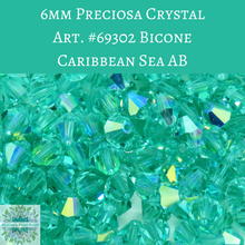  36 beads) 6mm Preciosa Crystal Bicones Caribbean Sea AB