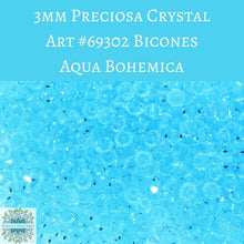  50 beads) 3mm Preciosa Crystal Bicone Aqua Bohemica