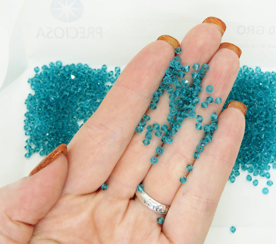 50 beads) 3mm Preciosa Crystal Bicones Blue Zircon