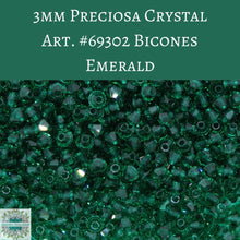  50 beads) 3mm Preciosa Crystal Bicones Emerald Green