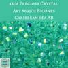 50 beads) 4mm Preciosa Crystal Bicones Caribbean Sea AB