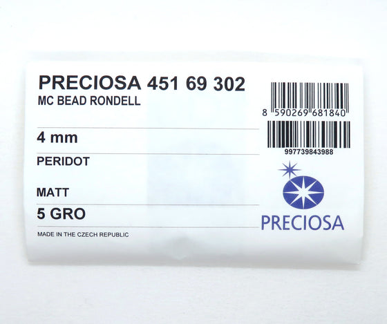 50 beads) 4mm Preciosa Crystal Bicones Matte Peridot