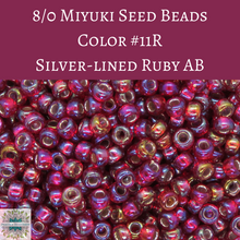  11 grams) 8/0 Miyuki Seed Beads #11R Silver Lined Ruby Red AB