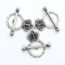  3 pcs) 15x24mm Crown Toggles Antiqued Silver Pewter