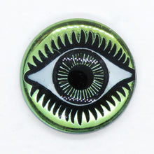  1 cab) 18mm Preciosa Glass Evil Eye Cab Light Olivine Hand Painted