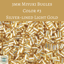  9 grams) 3mm Miyuki Bugle Beads #3 Silver-lined Light Gold