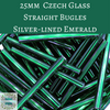 10 grams) 25mm Czech Bugles Silver-lined Emerald