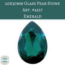  1 piece) 20x30mm Glass Pear Stone Emerald