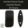 15 beads) 9x17mm Two Hole Glass Carrier Beads Jet Black