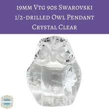  1 pc) 19mm Rare Vintage 80s Swarovski Half-drilled Owl Pendant in Crystal Clear