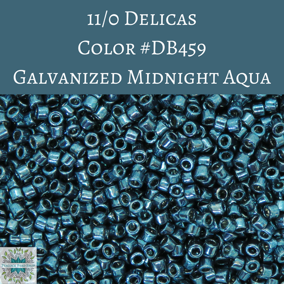 7 grams) 11/0 Miyuki Delica Beads DB459 Galvanized Midnight Aqua