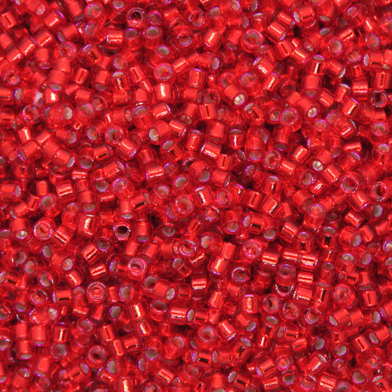 10 grams) 11/0 Miyuki Delica Beads DB602 Silver Lined Christmas Red