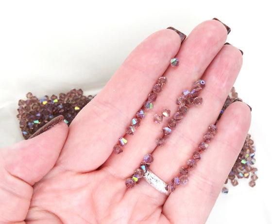50 beads) 4mm Discontinued KaiYue Crystal Bicones Light Amethyst AB