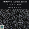 7.5 grams) 6mm Miyuki Slender Bugles #401 Opaque Black 1.3x6mm