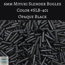  7.5 grams) 6mm Miyuki Slender Bugles #401 Opaque Black 1.3x6mm