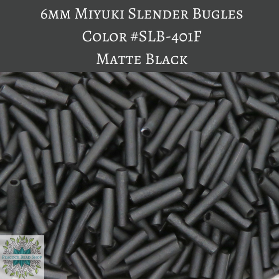7.5 grams) 6mm Miyuki Slender Bugles #401F Matte Black