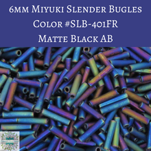  7.5 grams) 6mm Miyuki Slender Bugles #401FR Matte Black AB