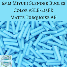  7.5 grams) 6mm Miyuki Slender Bugles #413FR Matte Turquoise Blue AB