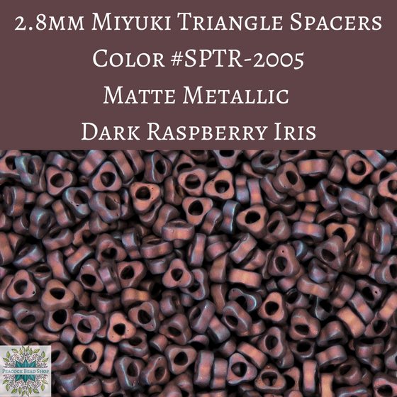 8 grams) 2.8mm Miyuki Triangle Spacers #2005 Matte Metallic Dark Raspberry Iris