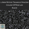 8 grams) 2.8mm Miyuki Triangle Spacers #401 Opaque Black