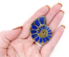 OOAK 43x34mm Natural Ammonite Fossil with Lapis Lazuli inlay