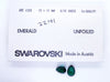 2 stones) 15x11mm Vintage 1980s Swarovski #4320 Pear Stones in Emerald Unfoiled