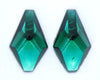 2 cabs) 20x12mm Vintage 70s West German Glass Long Faceted Hexagon Stone Emerald GF