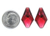 2 cabs) 20x12mm Vintage 70s West German Glass Long Faceted Hexagon Stone Ruby GF