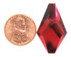 1 cab) 30x18mm Vintage 70s West German Glass Long Faceted Hexagon Stone Ruby GF