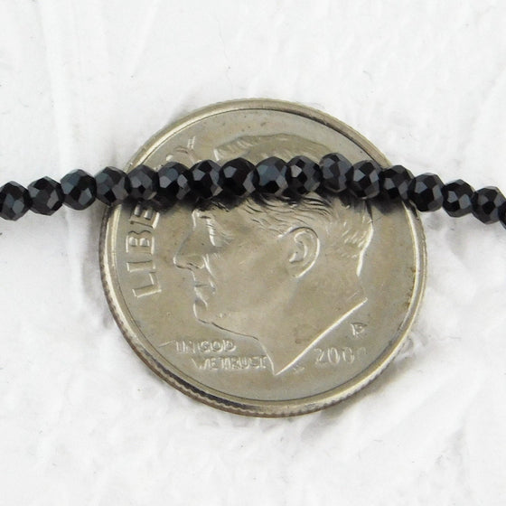 2mm Faceted Beads-Black Spinel-Tiny Beads-Strand-Natural-Dark-Jet Black-Doll Jewelry-Beading-Jewelry Design-Doll Making