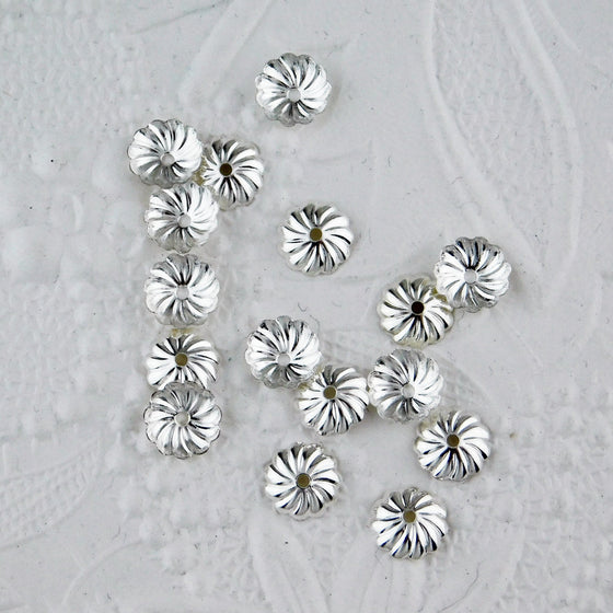 20 pieces_7mm Pinwheel Bead Caps_Silver Plate