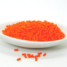 3mm Bugle Beads_Opaque Safety Orange_9 grams or 50 grams_Miyuki #406_Size 1