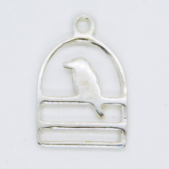 Bird in a Cage Charm_STERLING SILVER_11x7mm_Openwork_Song Bird_Caged Bird