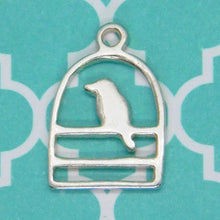  Bird in a Cage Charm_STERLING SILVER_11x7mm_Openwork_Song Bird_Caged Bird