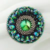Bead KIT_Celestial Starburst Ring Kit_Peyote Stitch_Green/Amethyst_Fuchsia/Fire Opal_Bead Embroidery Kit_