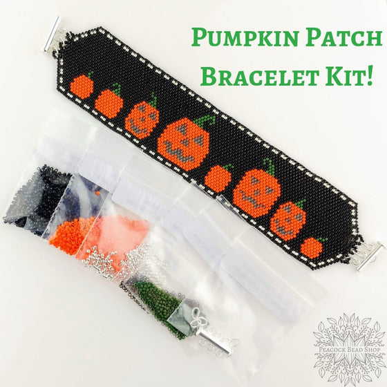 KIT) Pumpkin Patch Bracelet Kit Peyote Stitch Jack O'Lantern – Peacock Bead  Shop