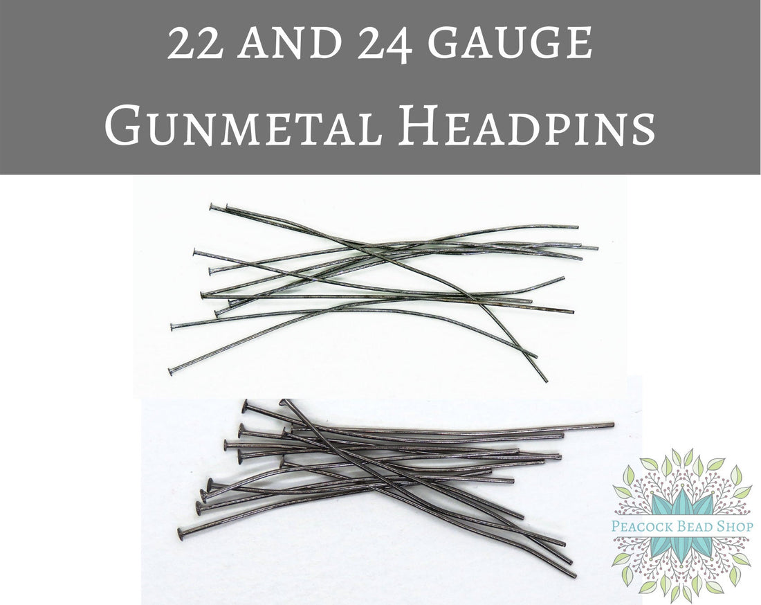  2 inch 22 or 24 gauge Headpins_Gunmetal_20 pieces