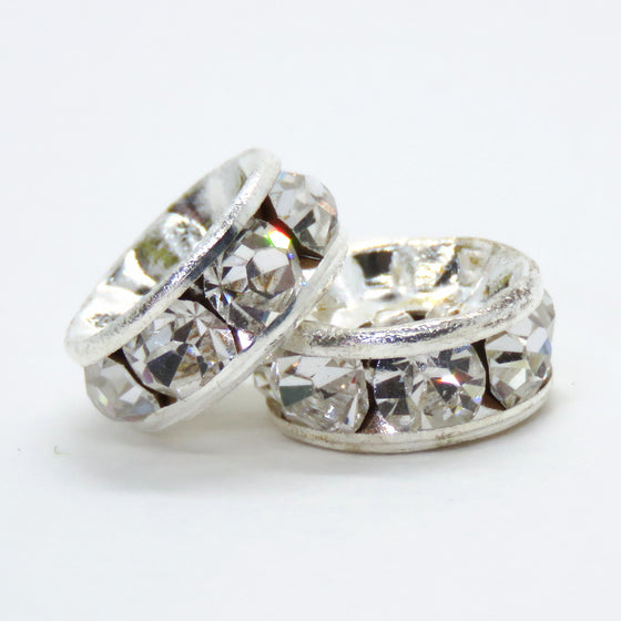 10 pieces_*10mm Preciosa Crystal Rhinestone Rondelle Spacers_Silver Plate_Gold Plate_Crystal Clear