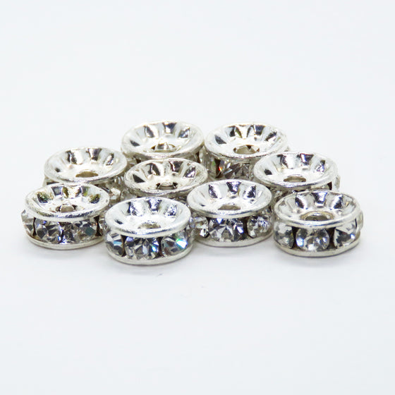 10 pieces_*10mm Preciosa Crystal Rhinestone Rondelle Spacers_Silver Plate_Gold Plate_Crystal Clear