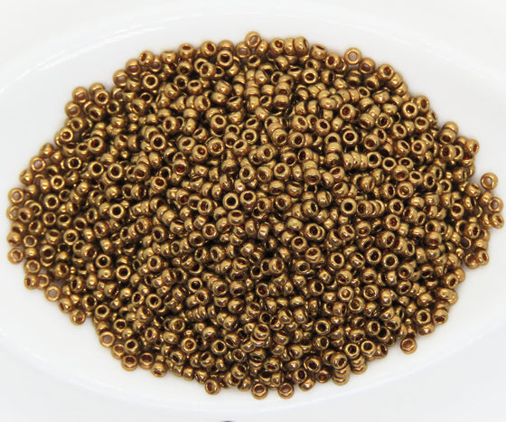 9 grams) 15/0 Seed Beads_Miyuki #457L_Metallic Light Bronze_Japanese Seed Beads