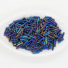 7 grams 6mm Miyuki Slender Bugles #401FR Matte Black AB 1.3x6mm Rainbow Blue