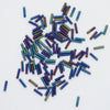7 grams 6mm Miyuki Slender Bugles #401FR Matte Black AB 1.3x6mm Rainbow Blue