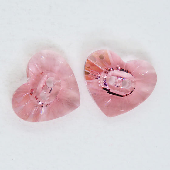 2) Swarovski Crystal Heart Buttons_16x14mm Rose Peach_Article #3023_Discontinued Style