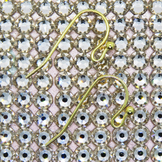 6 pair) 20x11.5mm Gold Plated French Recurve Earwires with 2mm Ball Detail