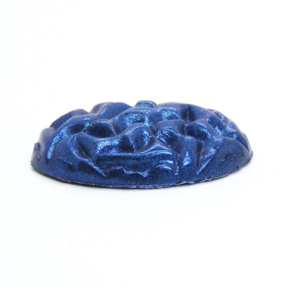 1) 25x18mm Metallic Blue Resin Brain Cab_Hand Painted and Poured