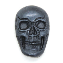  1) 23x15mm Metallic Hematite Resin Skull Cab_Hand Painted and Poured