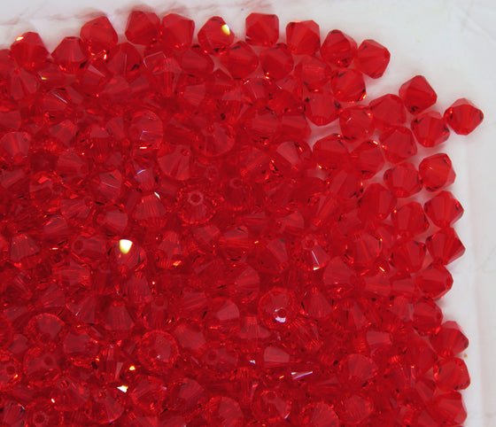 50 beads) 4mm SW Crystal Bicone Beads Light Siam Red