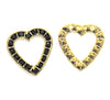 2 pcs) 17mm Vintage Swarovski Channel-set Heart Links in Jet Black and Gold