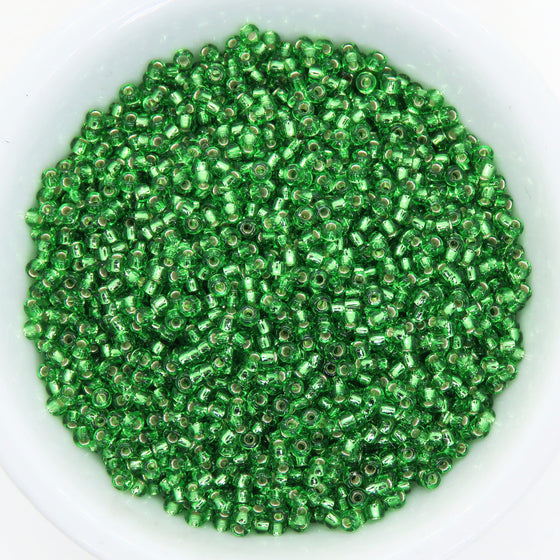 11 grams) 11/0 Japenese Seed Beads_Miyuki #15_Silver Lined Light Green